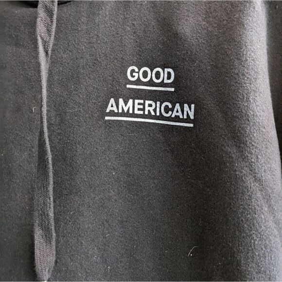 GOOD AMERICAN SHORT SLEEVE HOODIE SWEATER SZ 0/1 - Picture 3 of 7